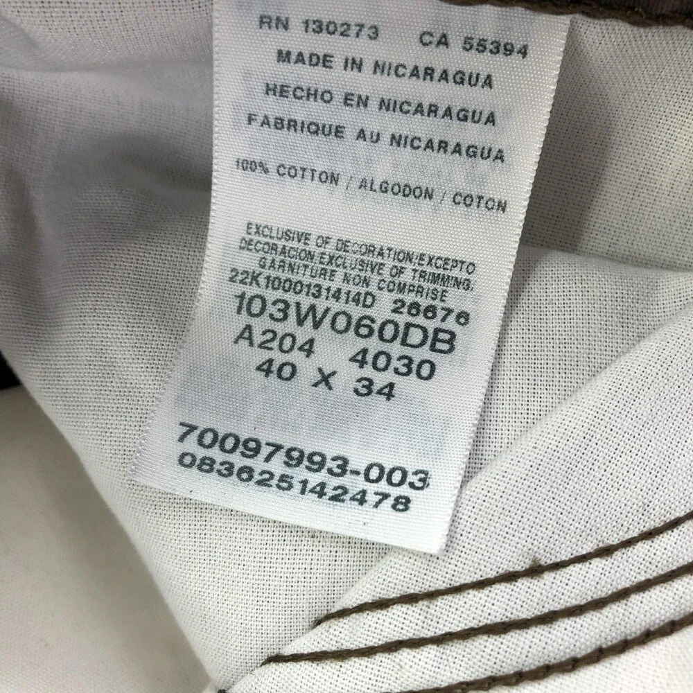 Wrangler Pants Mens 40x34 Brown Canvas Cargo Relaxed Straight Riggs Workwear